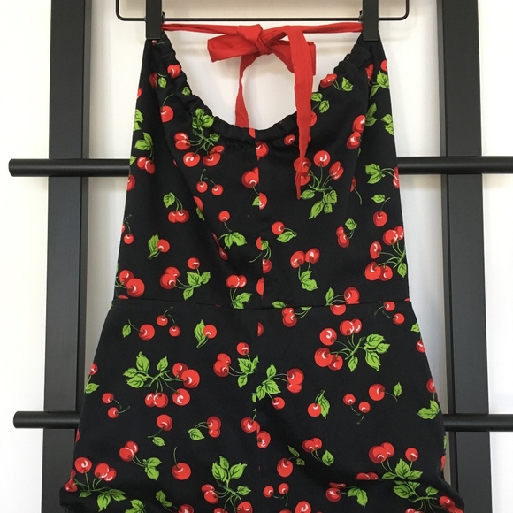 Vintage Suits by Mary Pants - 🍒Romper Cherry-Covered Retro Halter Playsuit🍒